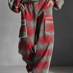 Loose Wide Leg Contrast Color Line Split-Joint Striped Pants
