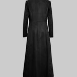 A-Line Long Sleeves Buttoned Pockets Solid Color Zipper Lapel Woolen Coat