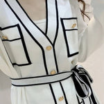 Elegant Color Contrast Two-piece Sweater Suit