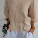 Lantern Sleeve Design Cotton and Linen Top (Buy 2 Free Shipping)