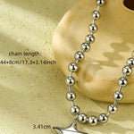 Fashion Beaded Heart Shape 18k Contrast Color Stainless Steel Necklace