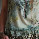 Boho Floral Ruffle Chiffon Sleeveless Top
