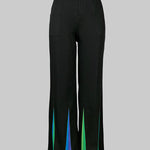 Loose Elasticity Pockets Printed Split-Joint Pants Trousers