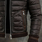 Milan | Brown Quilted Jacket with Cozy Sherpa Collar