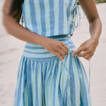 Lace-up Tank and Ruched Waist Midi Skirt Set