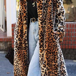 Leopard print plush long coat