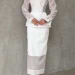 Perfectly Shaped Organza V-neck Long Sleeve Hourglass Cut Blazer