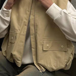 Fashionable Loose Sleeveless Pocket Casual Vest