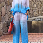 Women's Cotton and Linen Gradient Two-piece Set