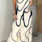 Abstract pattern off-shoulder maxi dress