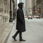 Men's Autumn And Winter Fashion Solid Color Cotton Yarn Knitted Long Hooded Cardigan