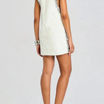 Cocktail Charm Sequin Colorblock Trim V-neck Sleeveless A-line Mini Dress