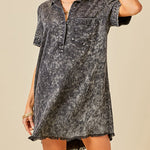 A-Line Loose Fringed Pleated Pockets Split-Joint Lapel Mini Dresses