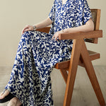 Batwing Sleeves Loose Floral Printed V-Neck Maxi Dresses
