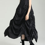 Irregular Clipping Loose Solid Color Round-Neck Midi Dresses