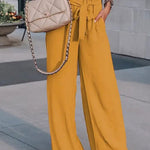 Loose solid color lace-up casual trousers