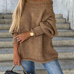 Casual Street Atmosphere Knit Wide Neck Loose Sweater