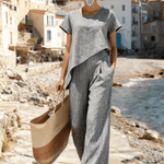 Women's Round Neck Irregular Short-Sleeved Suit