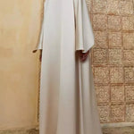 Batwing Sleeves Solid Color Split-Front Maxi Dresses