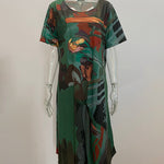 A-Line Loose Printed Round-Neck Midi Dresses