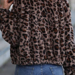 Leopard print faux fur short jacket