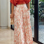 Sharity Printed Button Crop Wide Leg Pant Set