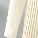 Stylish Long Sleeves High Waisted Pleated Solid Color Half Turtleneck Sweater Dresses