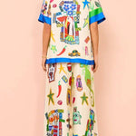 Funny Graffiti Print Casual Two-piece Set