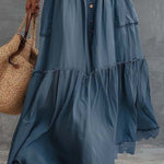 Tencel Denim Sleeveless Button-down Long Dress
