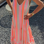 Sexy Vacation Geometric Print Backless V Neck Sling Dress Dresses