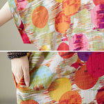 Batwing Sleeves Half Sleeves Contrast Color Polka-Dot V-Neck Maxi Dresses