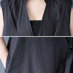 A-Line Loose Pockets Solid Color Tied Zipper V-Neck Midi Dresses Shirt Dress