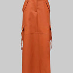 Column Pockets Solid Color Skirts Bottoms