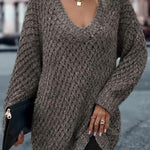 Solid Drop Shoulder Cotton Oversized Sweater