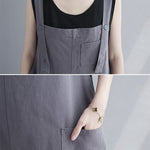 Casual Solid Color With Pocket Suspender Dress