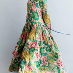 National Style Flower Printed Long Dress