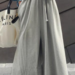 Loose Urban Gray Wide Leg Elastic Waist Pants