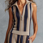 Boho Elegant Striped Knitted Two-Piece Set