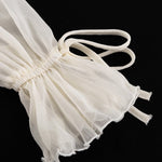 A-Line High Waisted Ruffle Trim Solid Color Tied V-Neck Mini Dresses