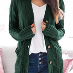 Knitted Solid Color Button Down Chunky Outwear Cardigan
