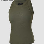Round Neck Ribbed Tank Top With Bra Pads
