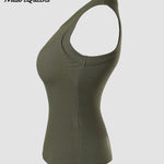 Round Neck Ribbed Tank Top With Bra Pads