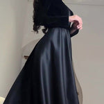 A-Line Long Sleeves Pleated Split-Joint Zipper Mock Neck Maxi Dresses