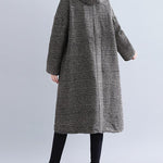 Loose Plaid Woolen Hood Coat