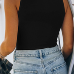 Ribbed Knit Basic Cropped Tank Top
