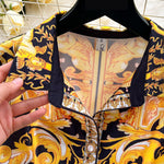 Sleeveless Belt Buckle Buttoned Contrast Color Floral Printed Midi Dresses