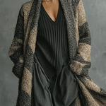 Women's Retro Loose Striped Colorblock Long Cardigan