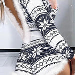 Feather Christmas Print Long Sleeve Backless Rompers