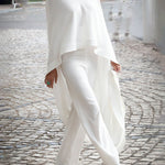 High-low Loose Solid Color High-neck Pants Set Two Pieces Set