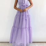 Loose Sleeveless Plaid Ribbed Stand Collar Maxi Dresses